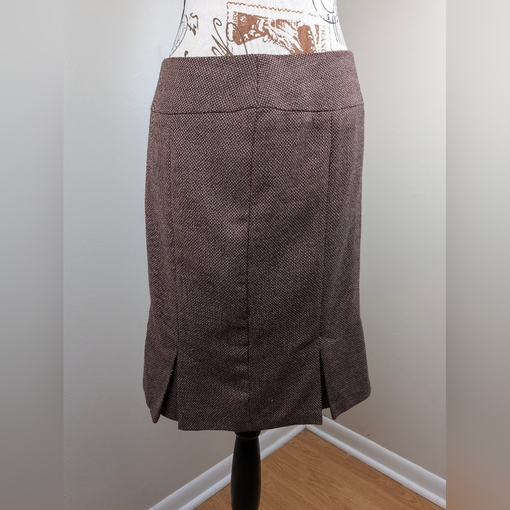 Cambia Women's Brown Red Tweed Pencil Wool Skirt Size 4 Office Academia Vintage